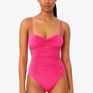 Allen B. By Allen Schwartz Fuchsia Ruched One-Piece Swimsuit